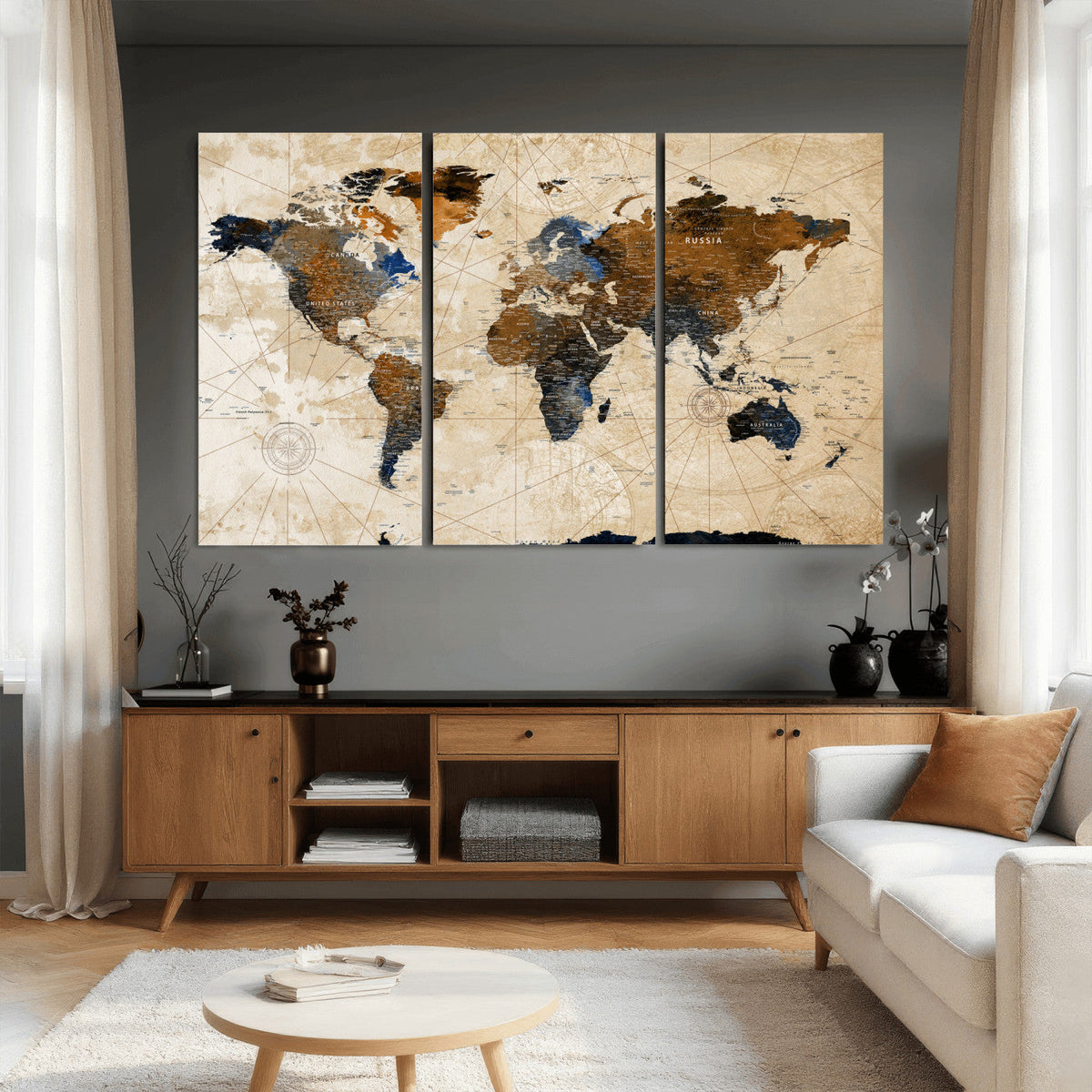 World Map Canvas Print – Framed Travel Map Wall Art for