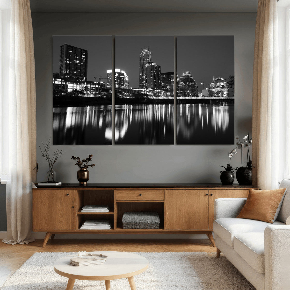 Austin Skyline Wall Art Canvas Print, Austin Downtown Night