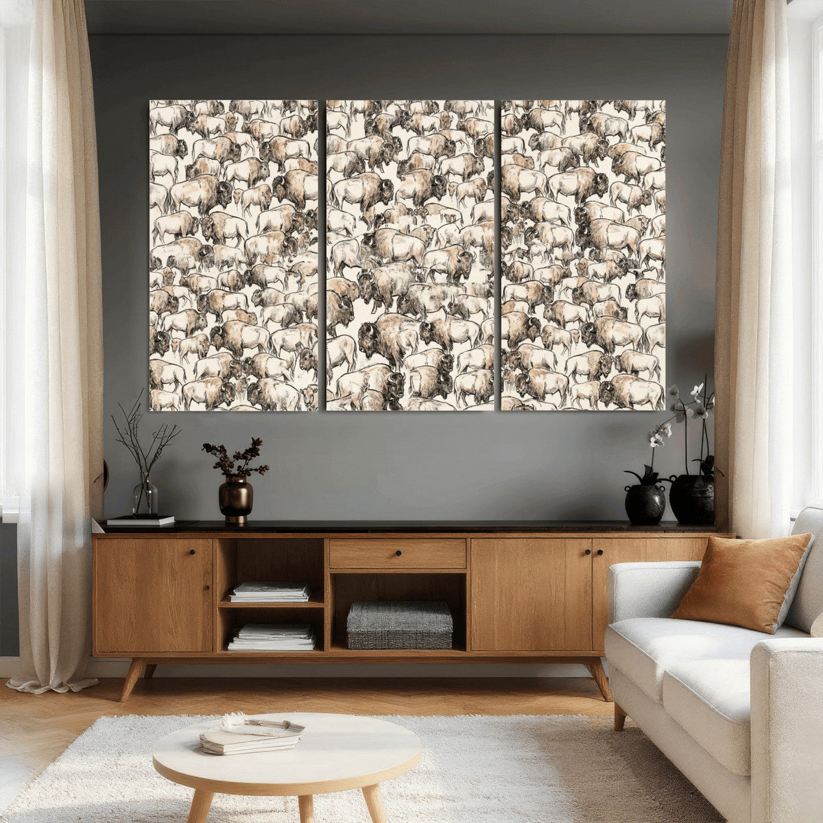 American Bison Canvas Print - Abstract Buffalo Wall Art