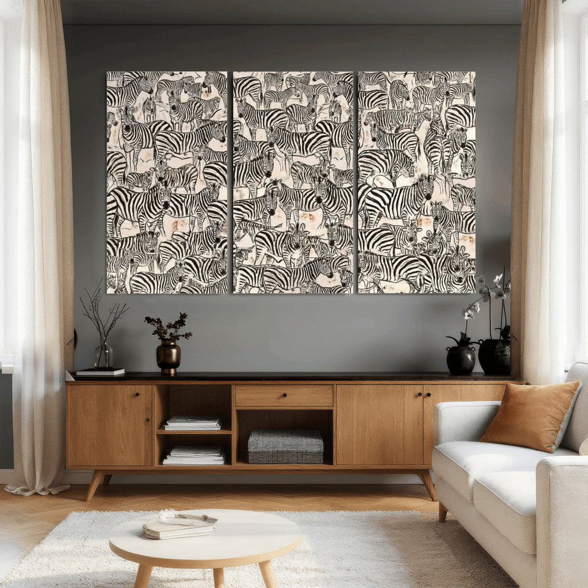 Abstract Zebra Wall Art Canvas Print for Farmhouse Decor