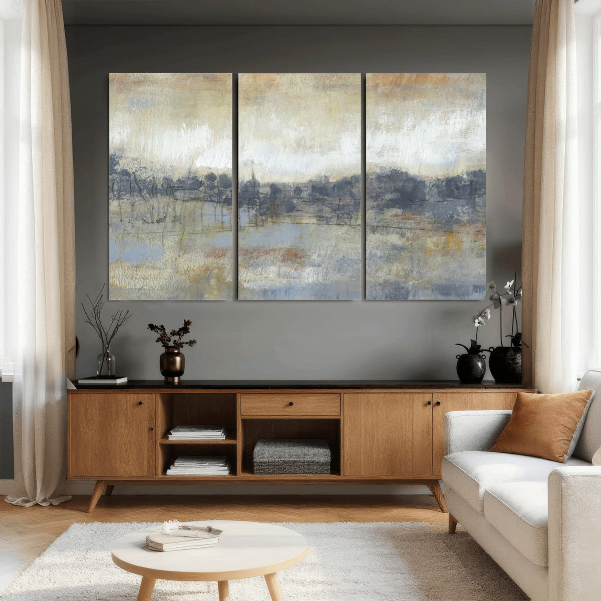 Abstract Neutral Landscape Painting Wall Art