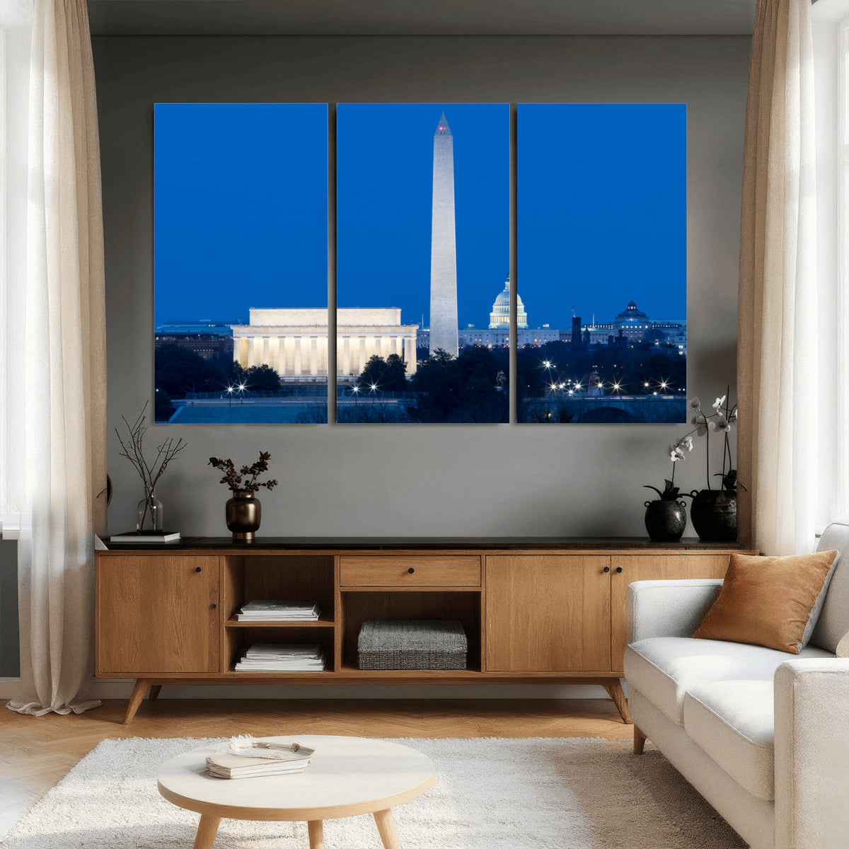 Washington DC Skyline Wall Art Canvas Print – Lincoln
