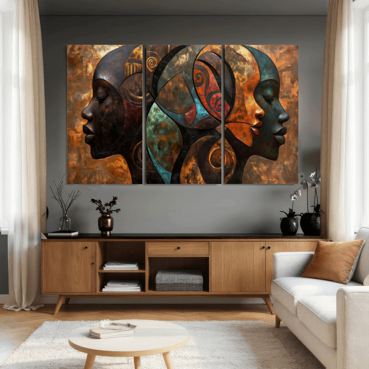 Abstract Afro American Women Wall Art Canvas Print