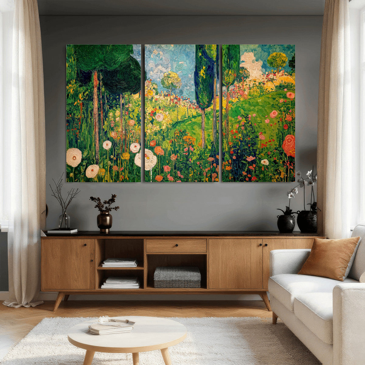 Gustav Klimt Boho Mountain Landscape Large Wall Art,