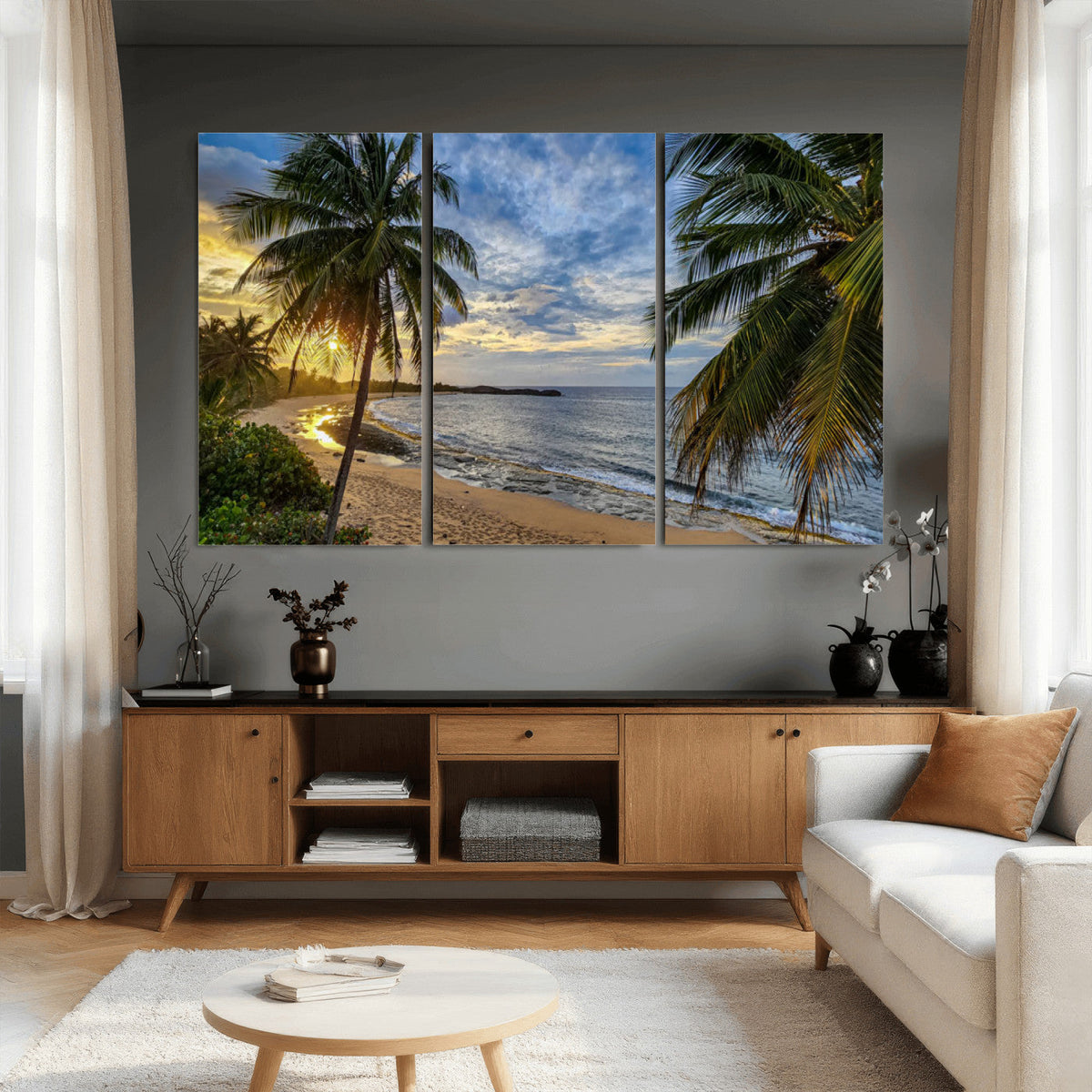 Mar Chiquita Beach Puerto Rico Canvas Wall Art, Manati Caribbean Coastal Photography Print, Tropical Ocean Sunset Decor