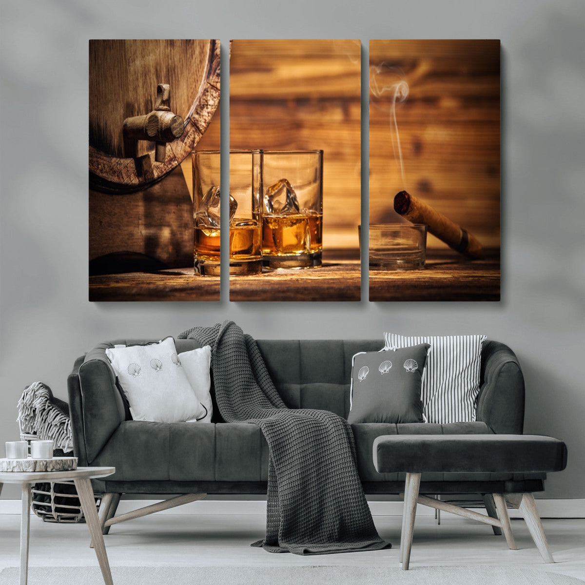 Rustic Whiskey and Barrel Canvas Print