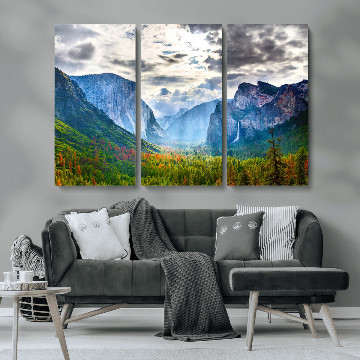 Yosemite Park Half Dome 3 Panel Canvas Print | Large Giclée