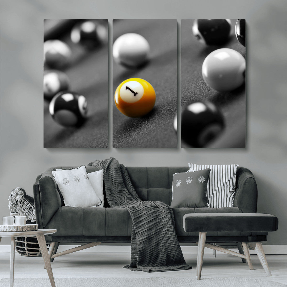 Wall Art Pool Table and Balls Canvas Print