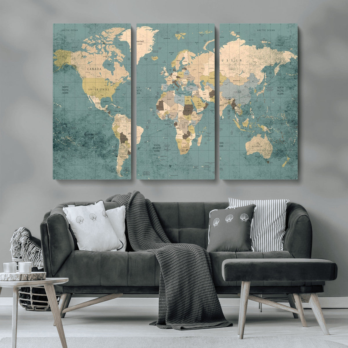 Classic World Map Canvas Print – Framed Vintage Map Wall