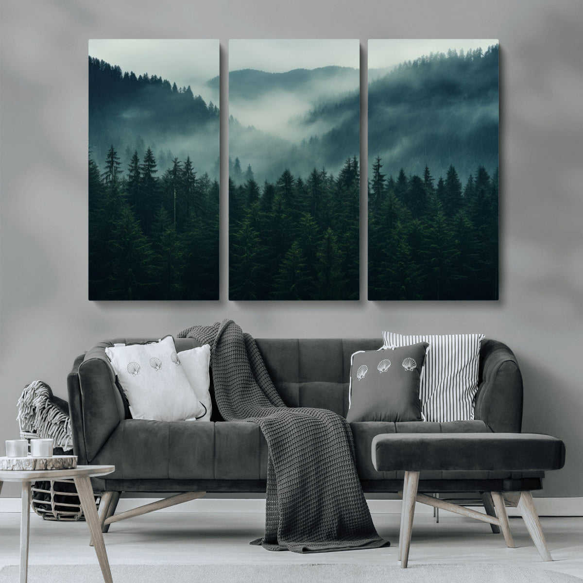 Captivating Misty Forest Wall Art Premium Canvas Print,