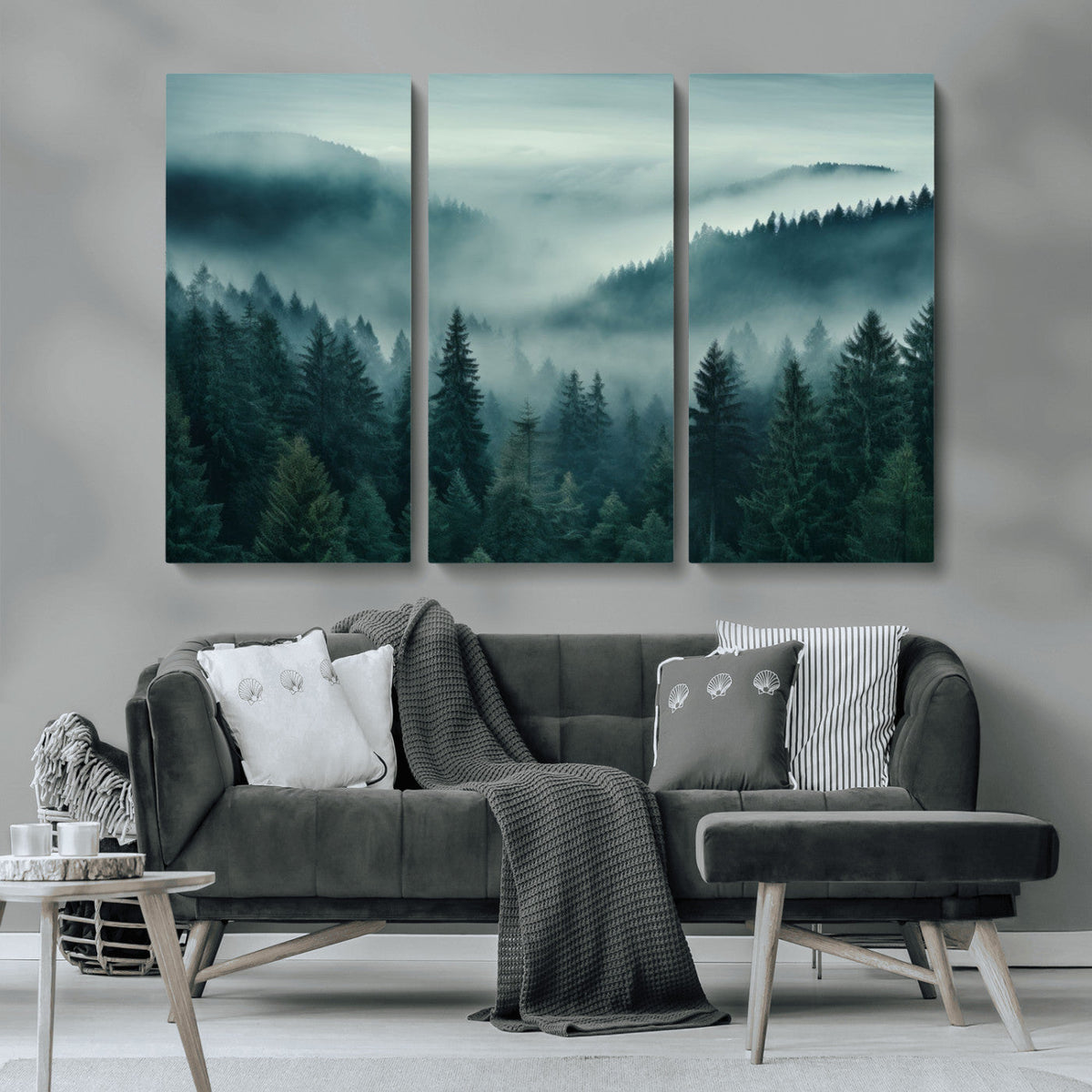 Captivating Misty Foggy Forest Wall Art Premium Canvas Print