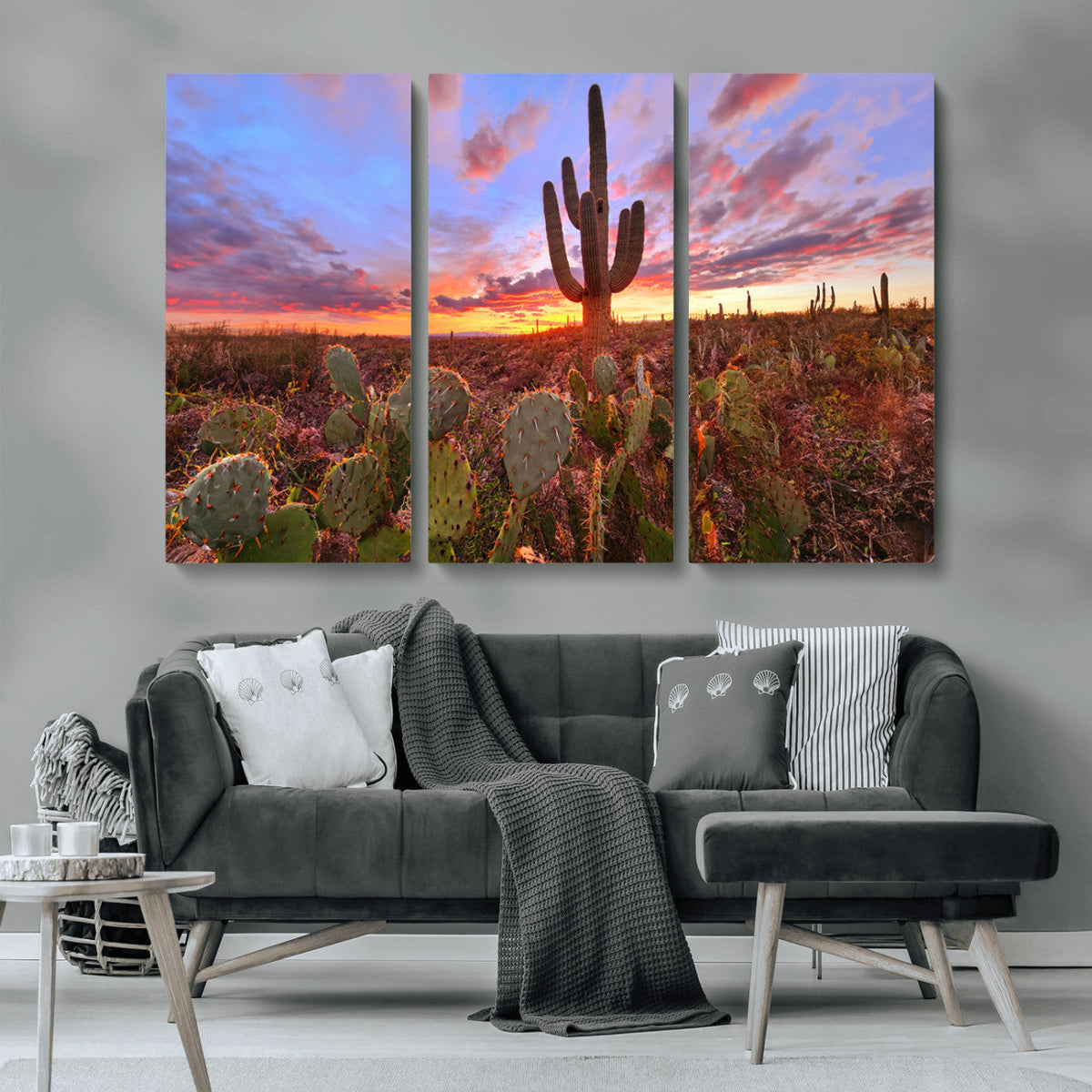 Arizona Desert Wall Art Canvas Print - Framed Deser Sunset