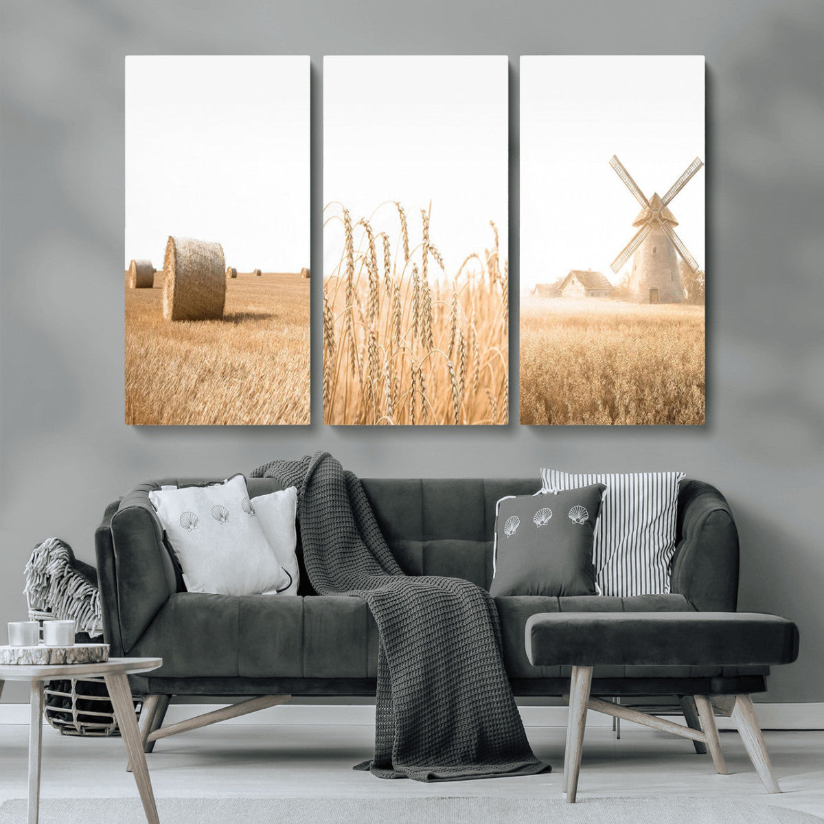 Vintage Farmhouse Triptych Wall Art – Giclée Canvas