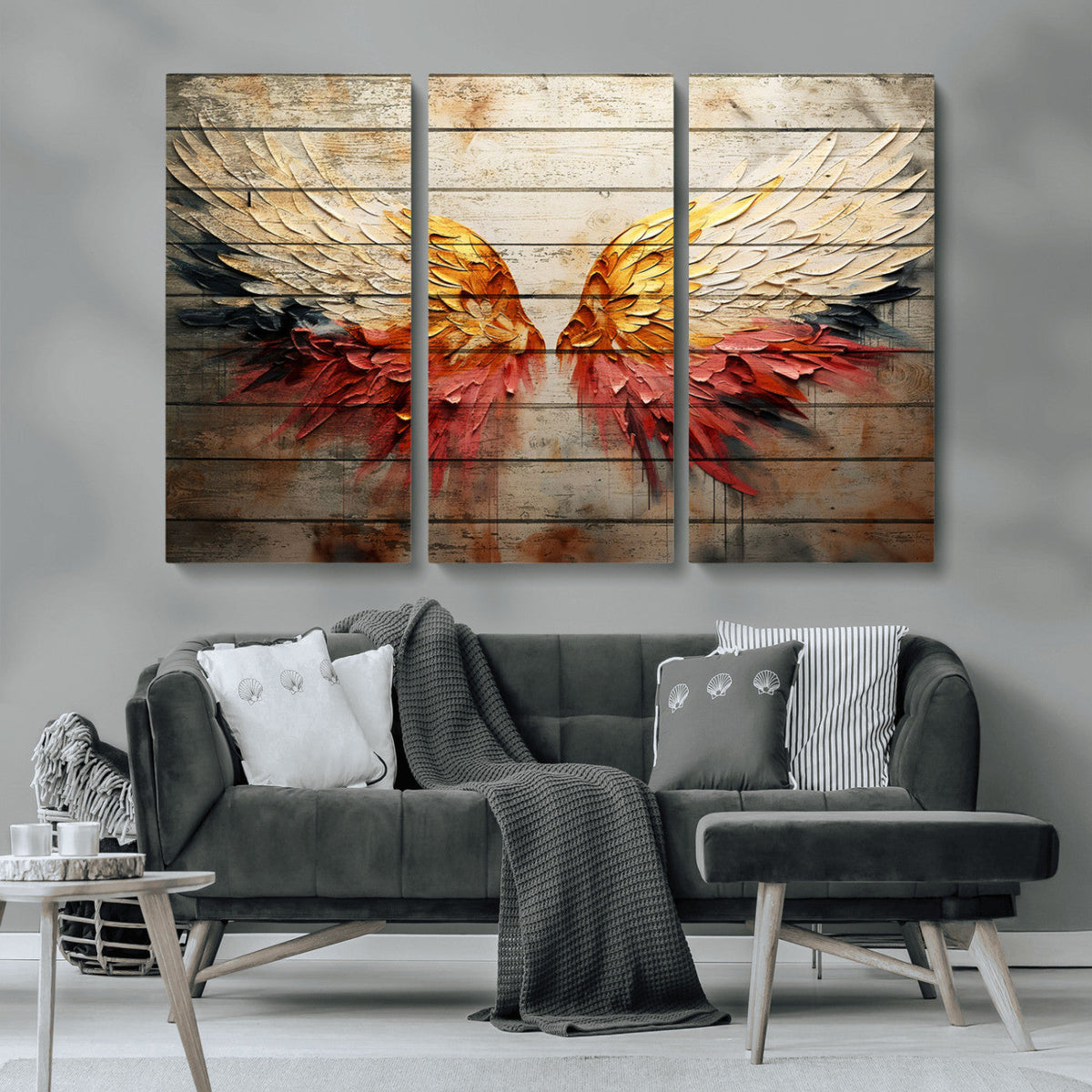 Abstract Angel Wings Canvas Wall Art – Framed and Ready to