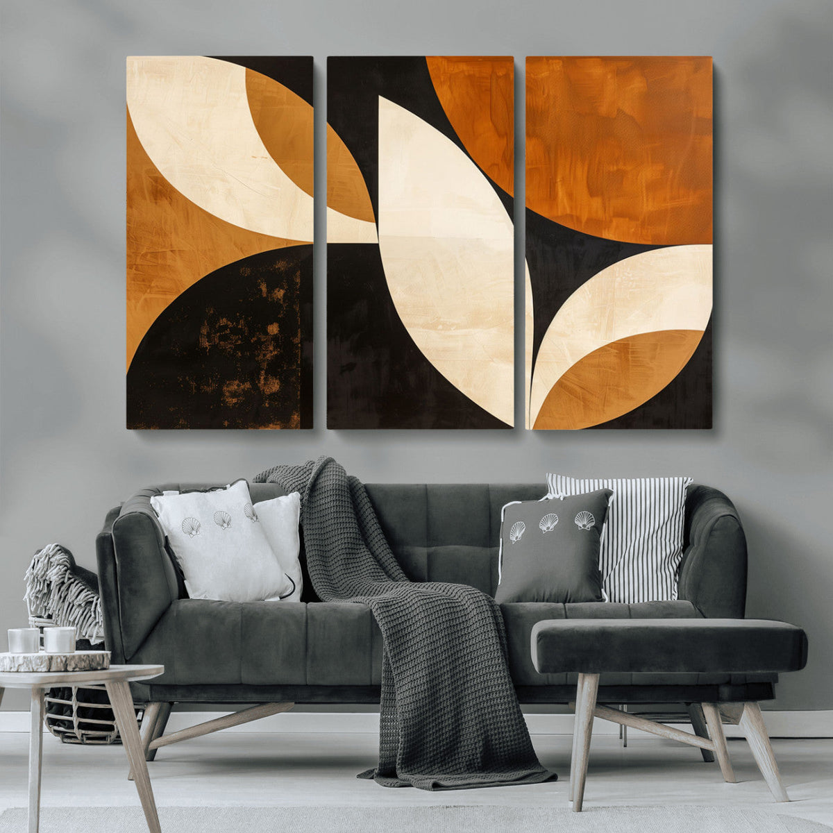 Geometric Abstract Wall Art Canvas Print, Mid Century Modern
