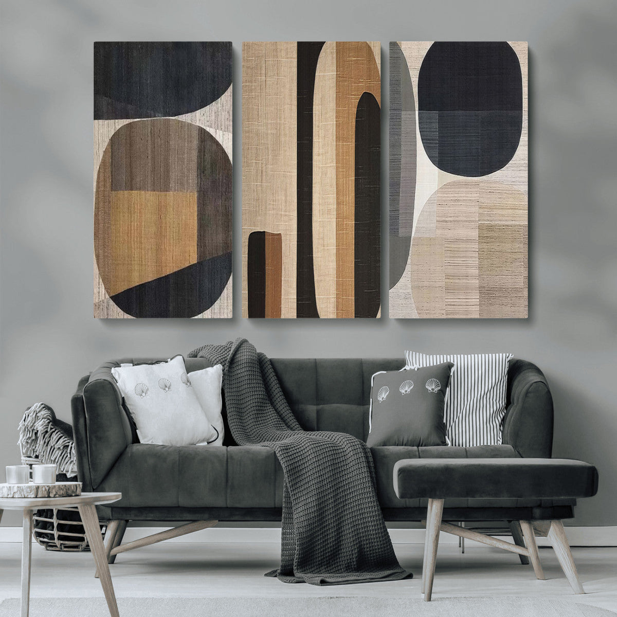 Abstract Minimalist Canvas Wall Art - Neutral Geometric