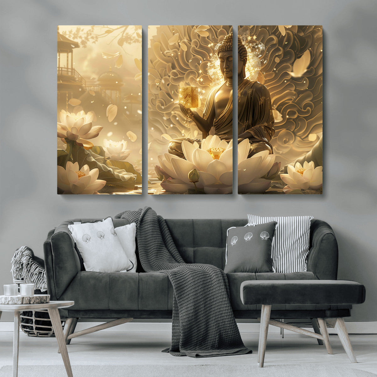 Golden Buddha Wall Art | Yoga Room Decor and Meditation Room