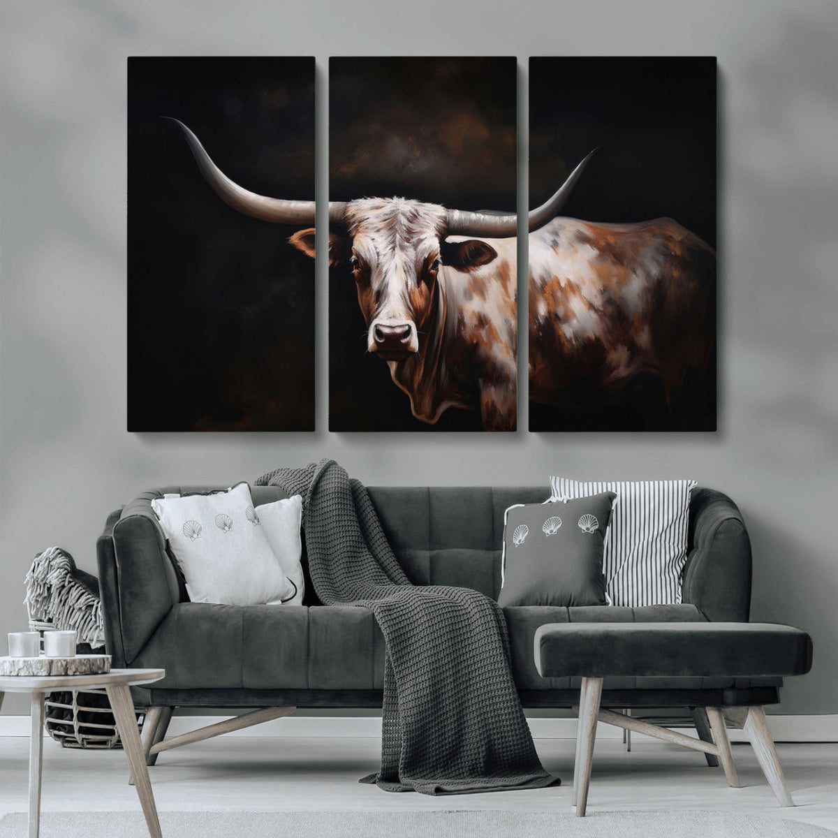 Texas Longhorn Wall Art Canvas Print | Western Ranch Decor |
