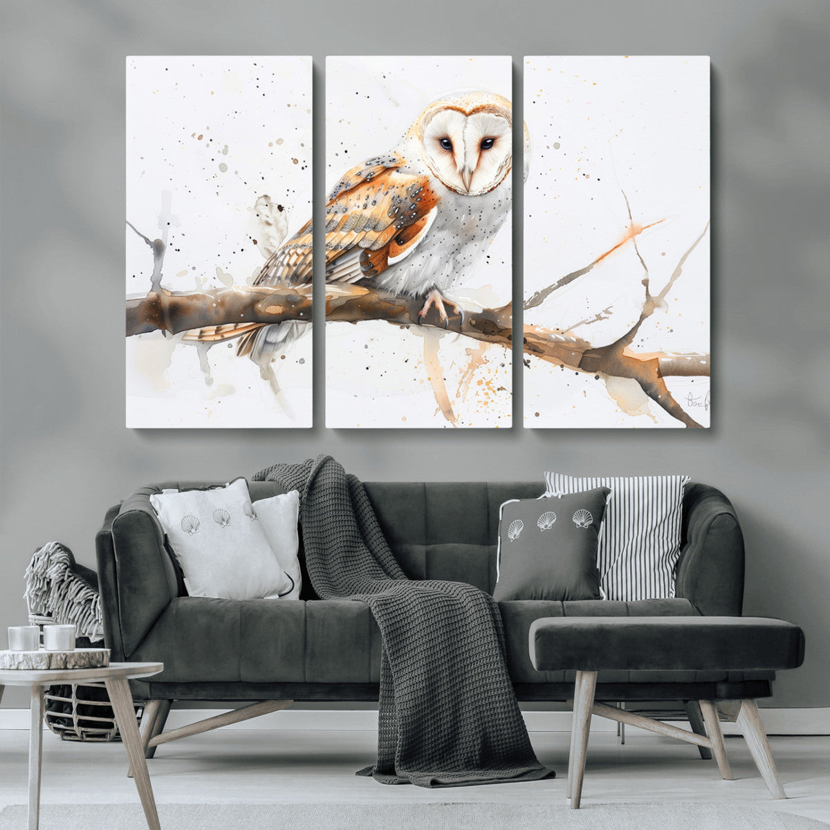 Barn Owl Wall Art on Branch | Stunning Canvas Print for