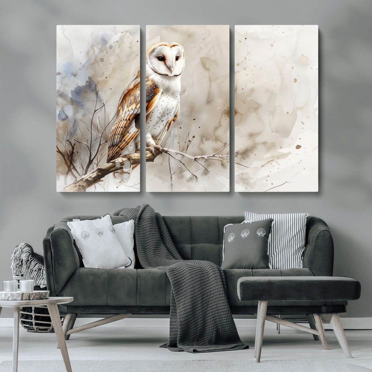 Barn Owl Wall Art | Watercolor Canvas Print | Perfect for