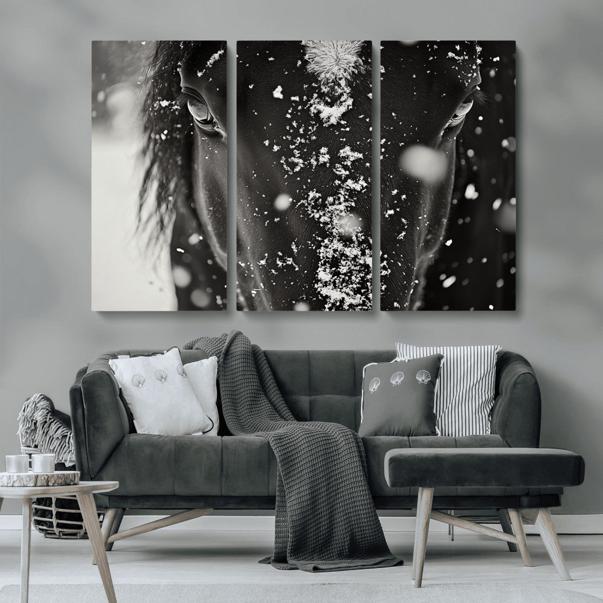Winter Horse Snow Wall Art Canvas Print
