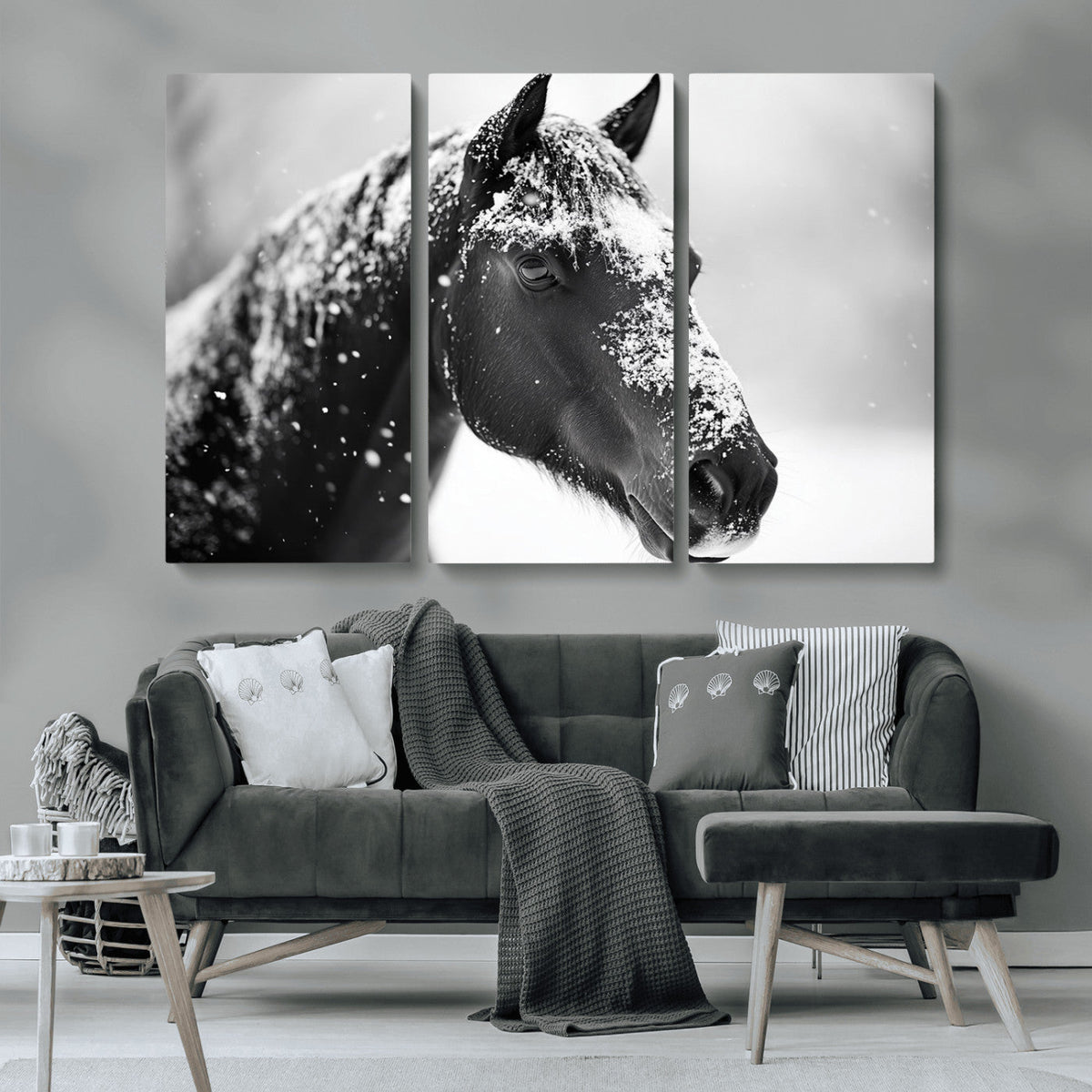 Horse Canvas Print - Winter Horse Snow Wall Art Canvas Print