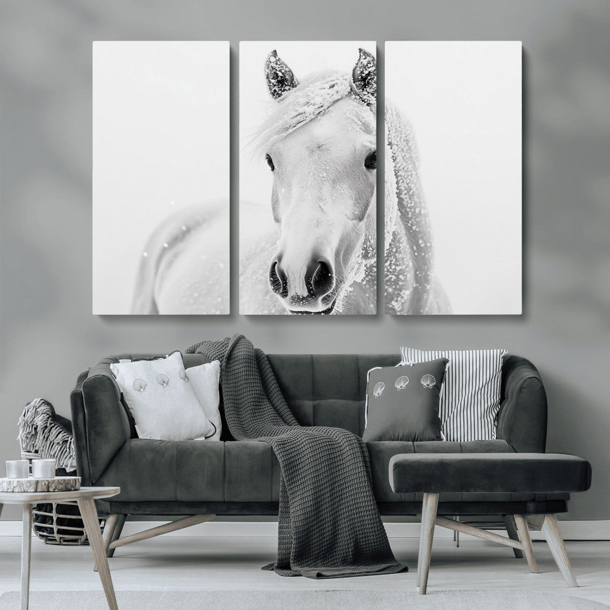 Majestic White Horse Wall Art | Ready to Hang and Framed |