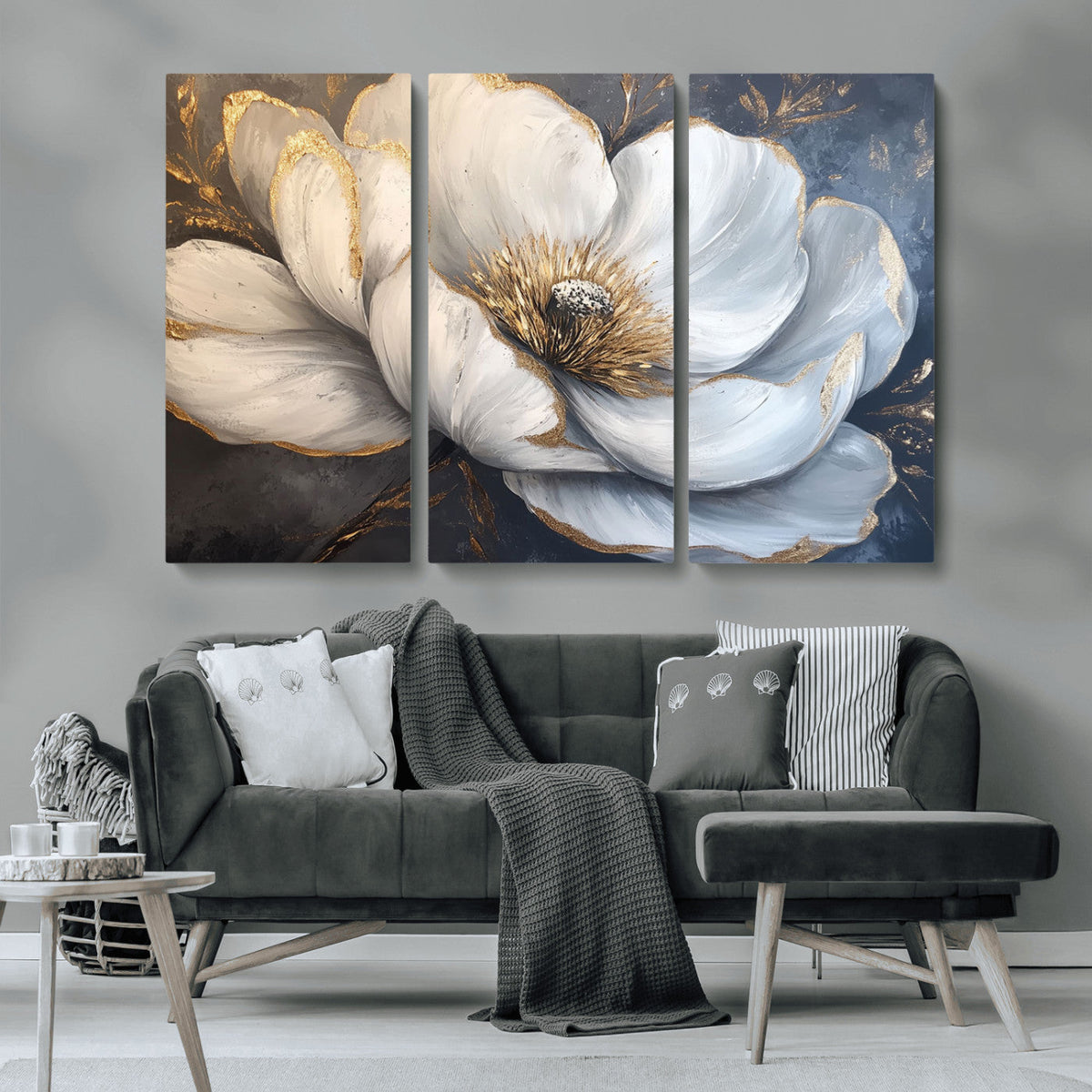 White Magnolia Flower Wall Art Canvas Print | Abstract