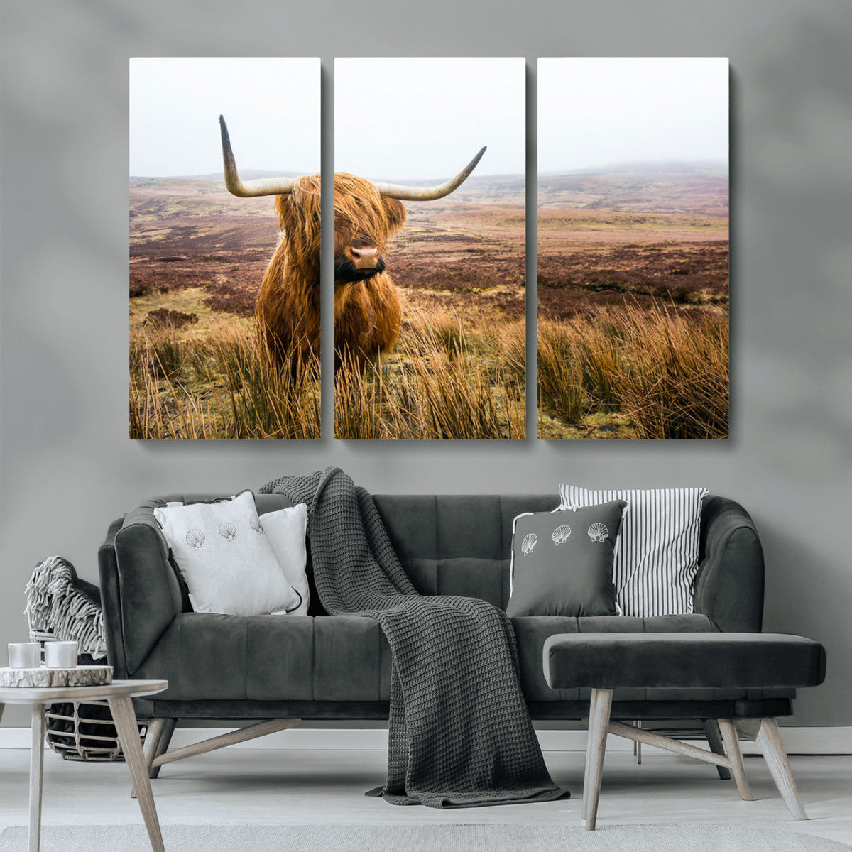 Scottish Highland Cow Canvas Wall Art – Rustic Farmhouse