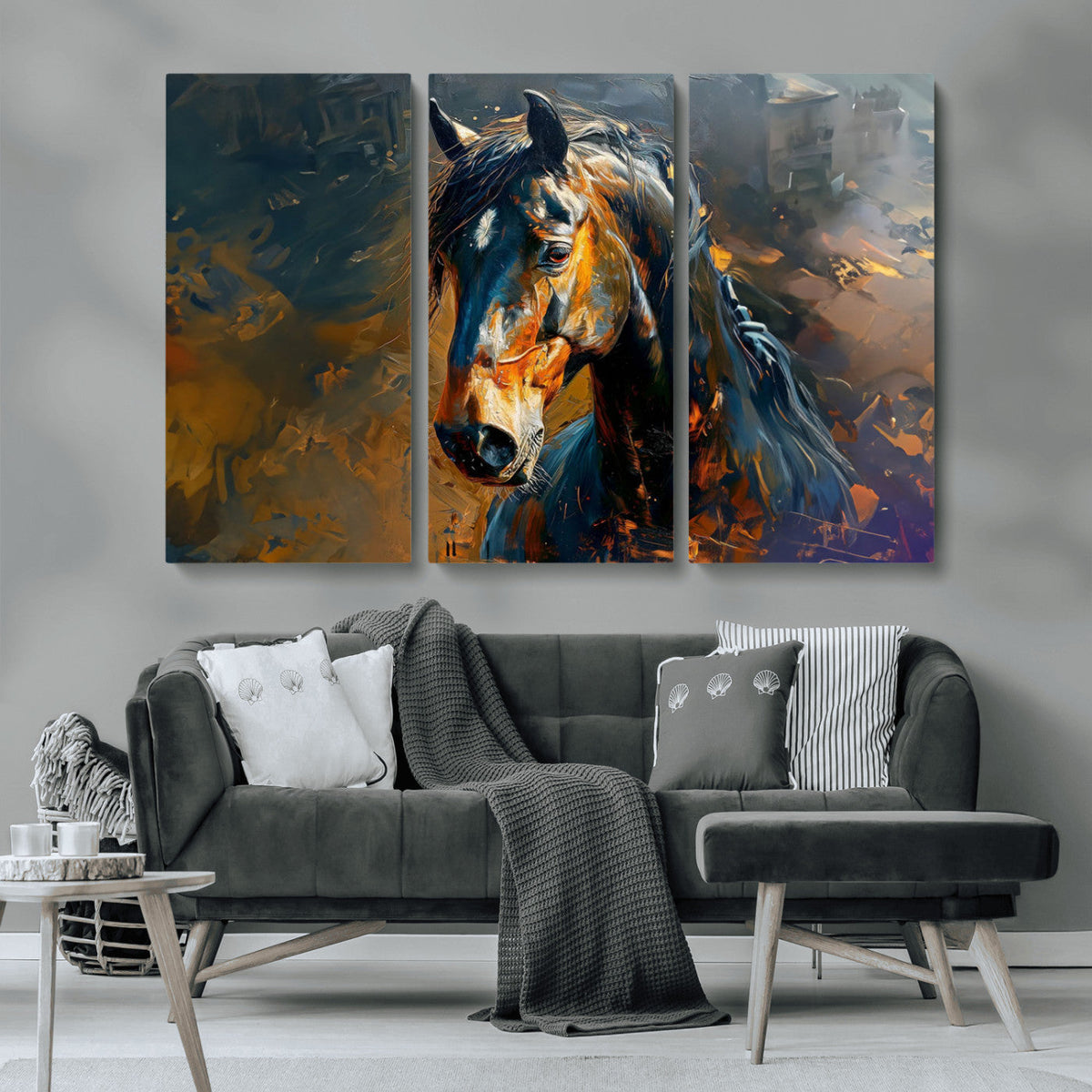 Abstract Horse Wall Art Canvas Print | Farmhouse Wall Decor