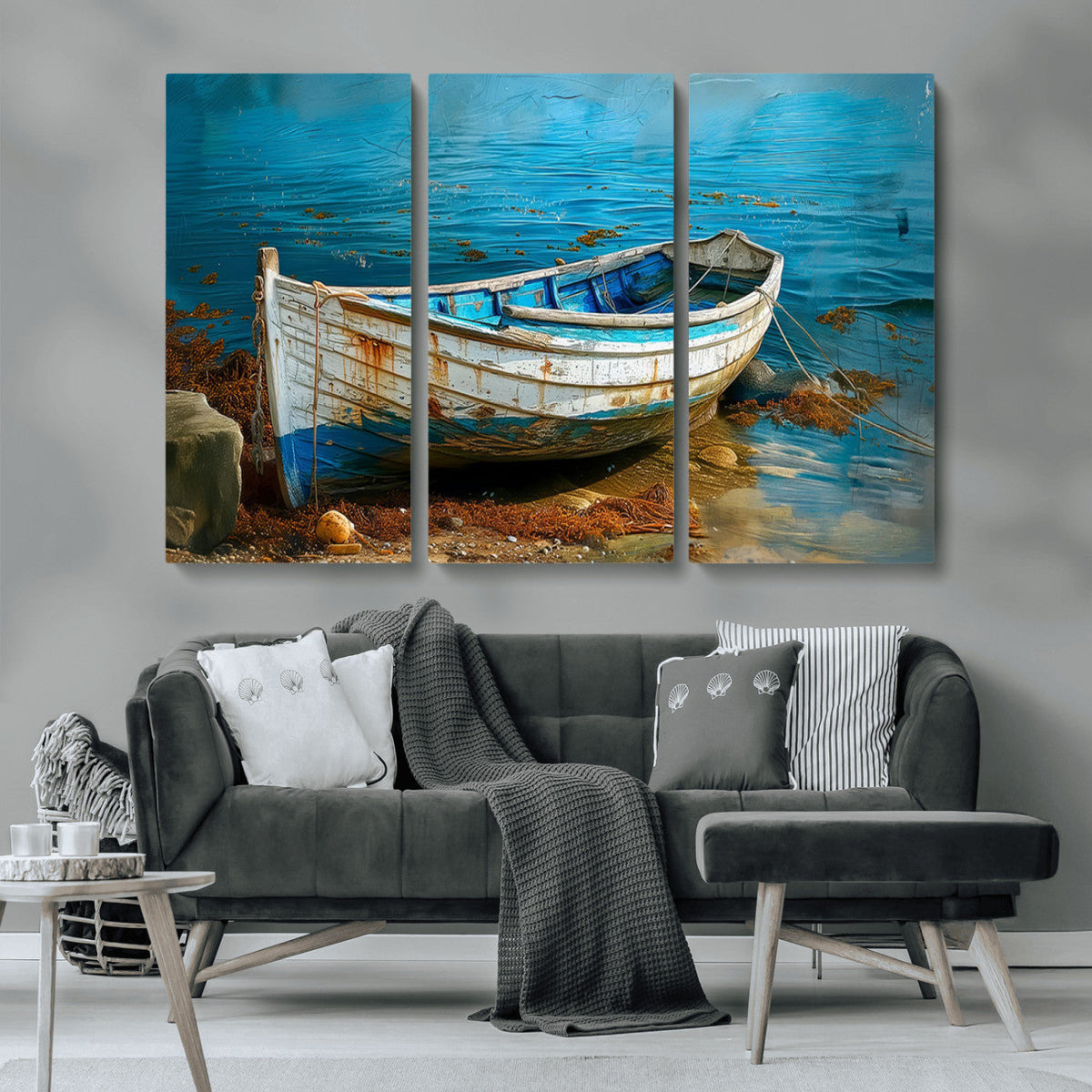 Vintage Boat on Tranquil Waters | Coastal Wall Art for