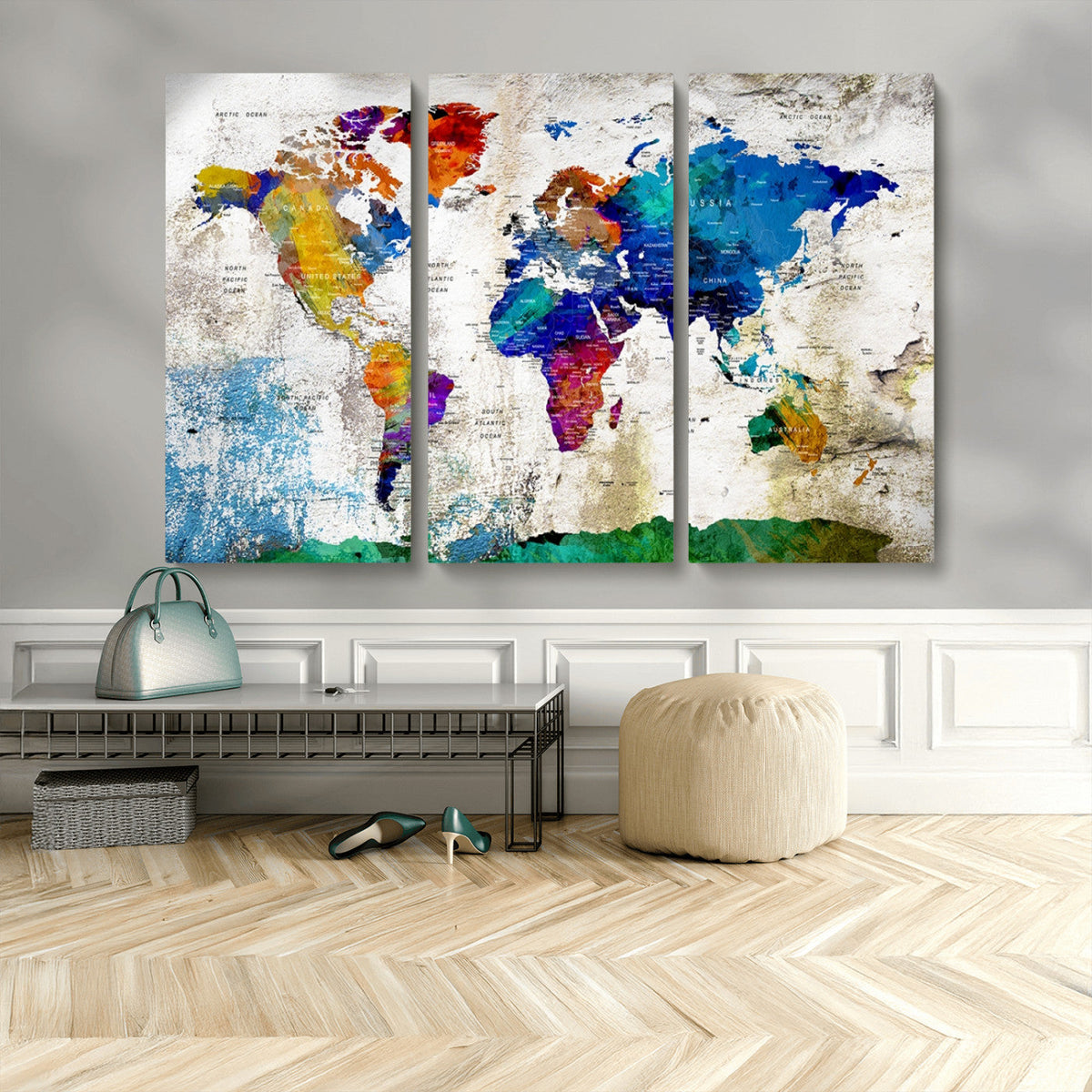 World Map Canvas Print – Framed Travel Map Wall Art for