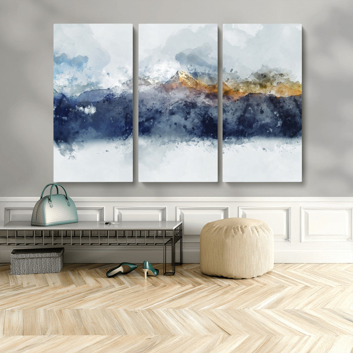 Abstract Mountain Range Art Canvas Print | 3 Panel