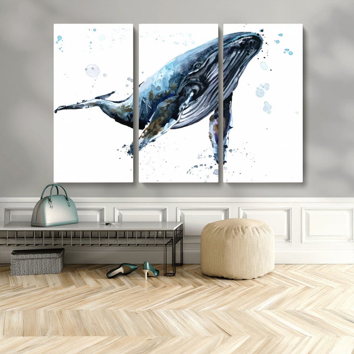 Watercolor Whale Wall Art Canvas Print
