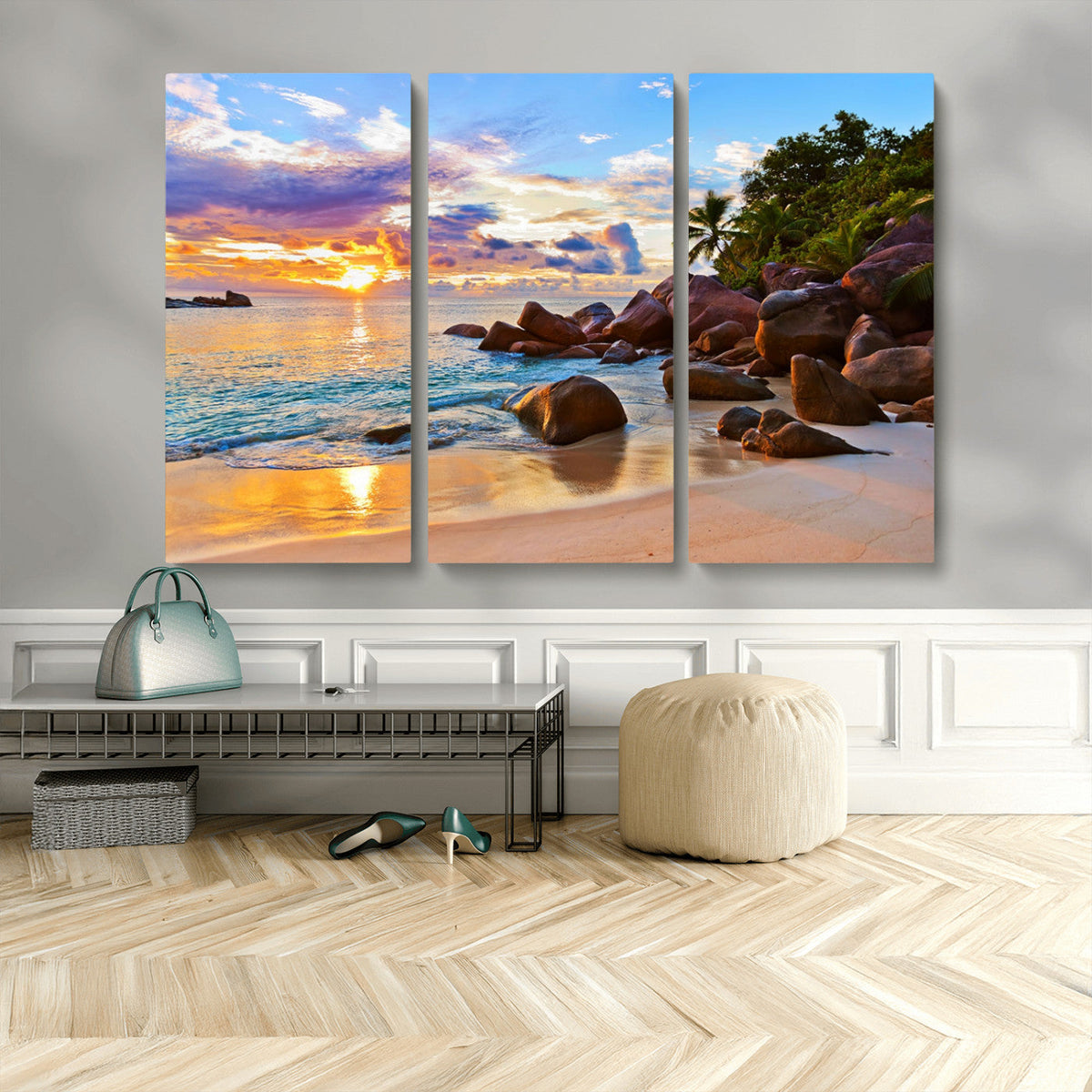 Tropical Island Beach Sunset Canvas Print