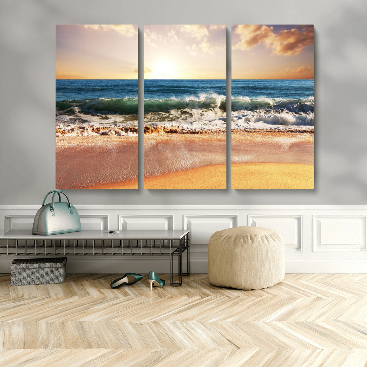 Serene Beach Path Canvas Art, Giclee Canvas Print with