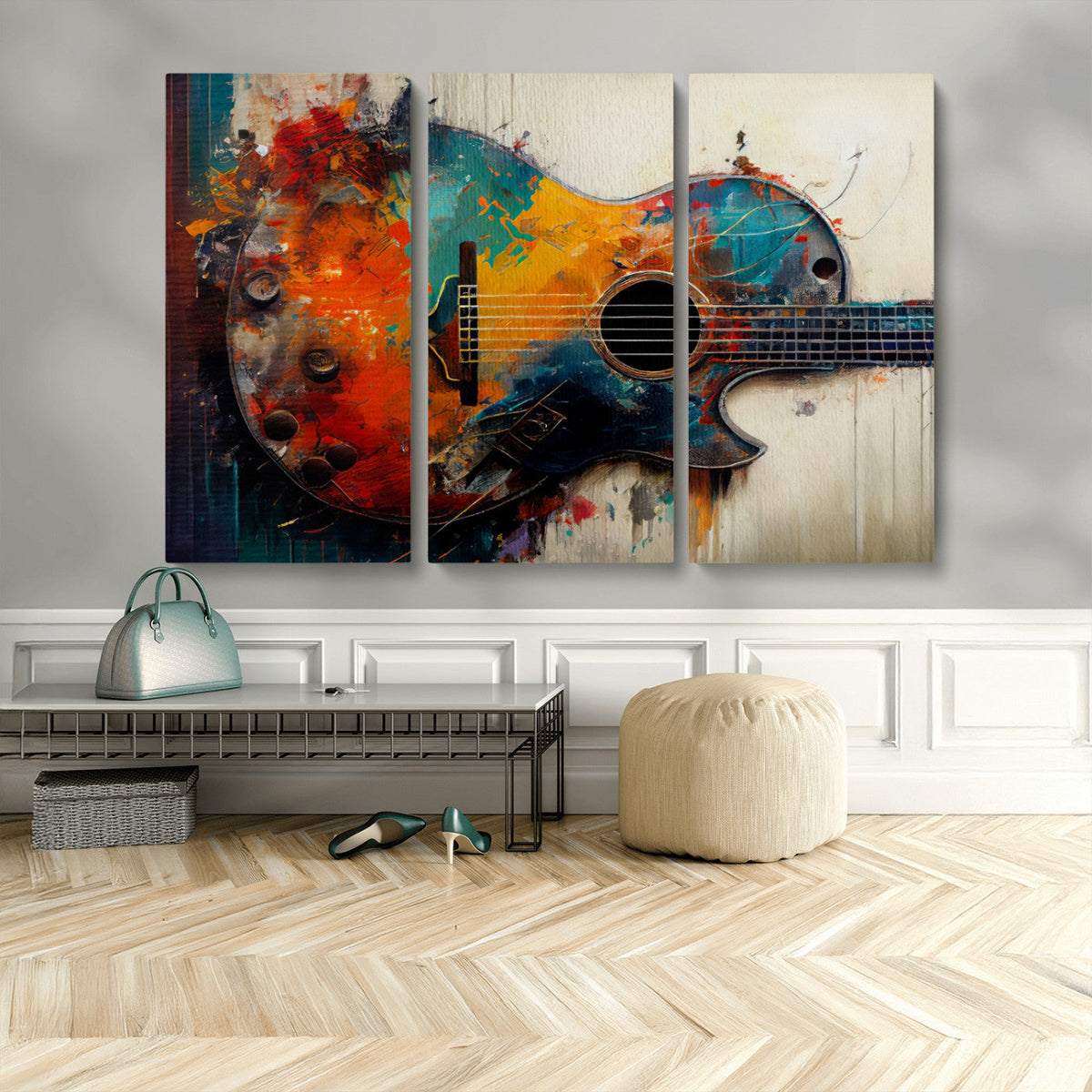 Abstract Guitar Wall Art Canvas | Vibrant Music-Inspired Art