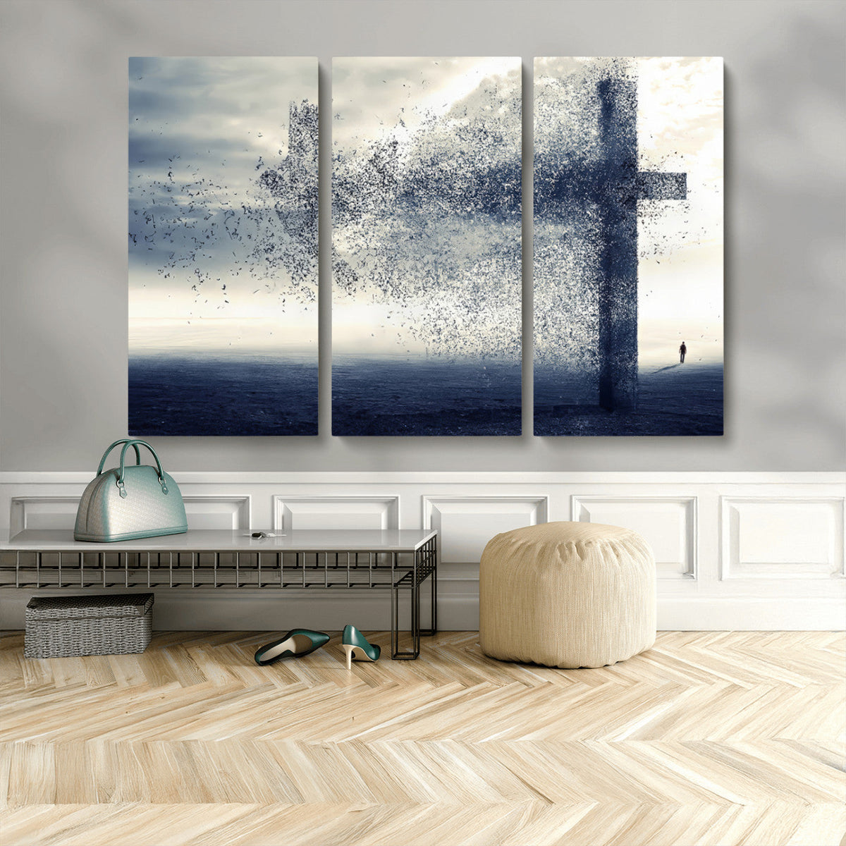 Jesus and the Fading Cross Wall Art Print – Symbol of Faith,