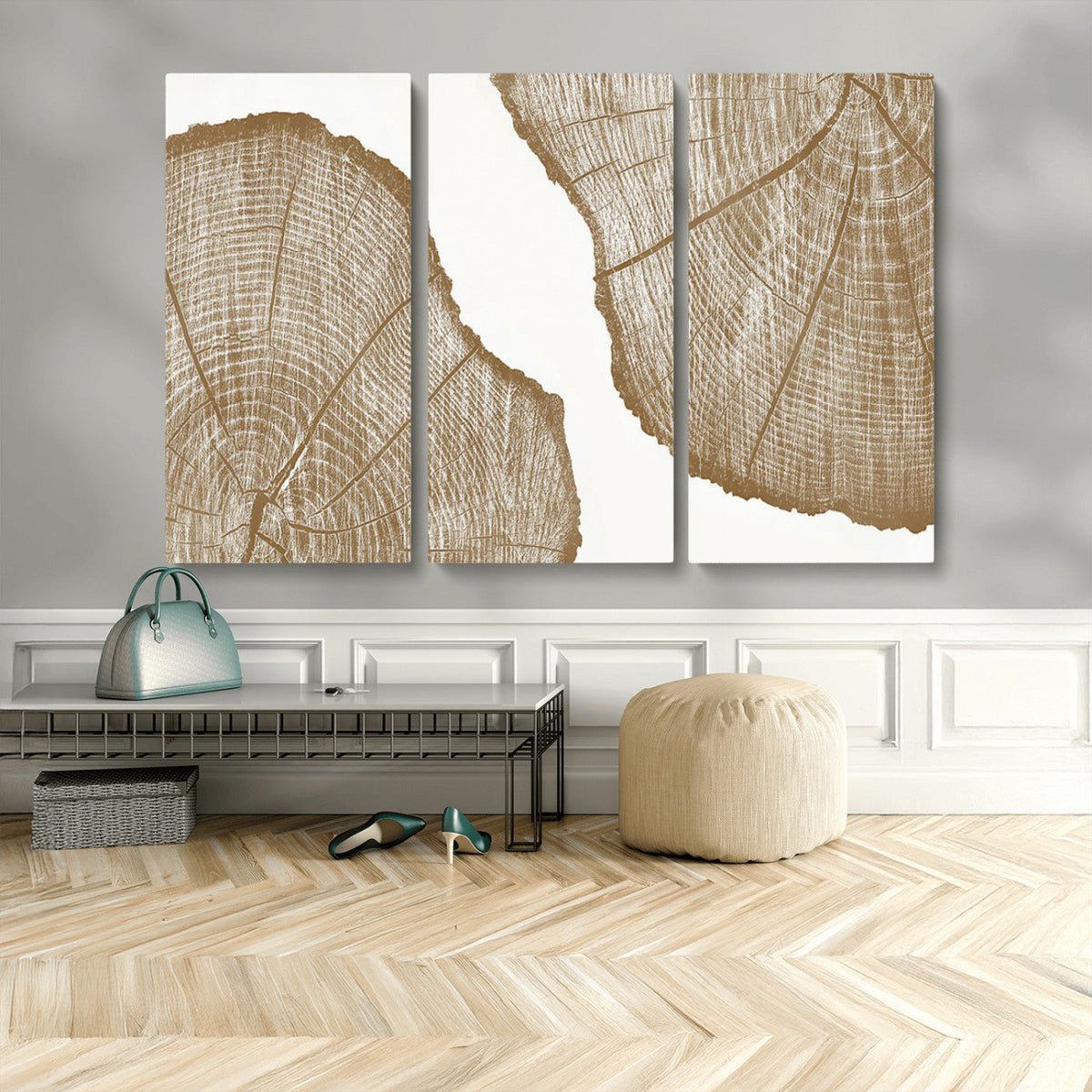 Rustic Brown Tree Ring Wall Art Canvas Print – Framed and