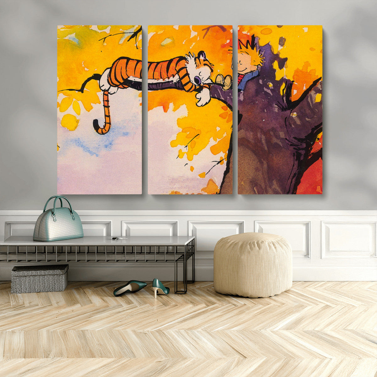 Calvin and Hobbes Tree Scene Canvas Print | 3 Panel Large