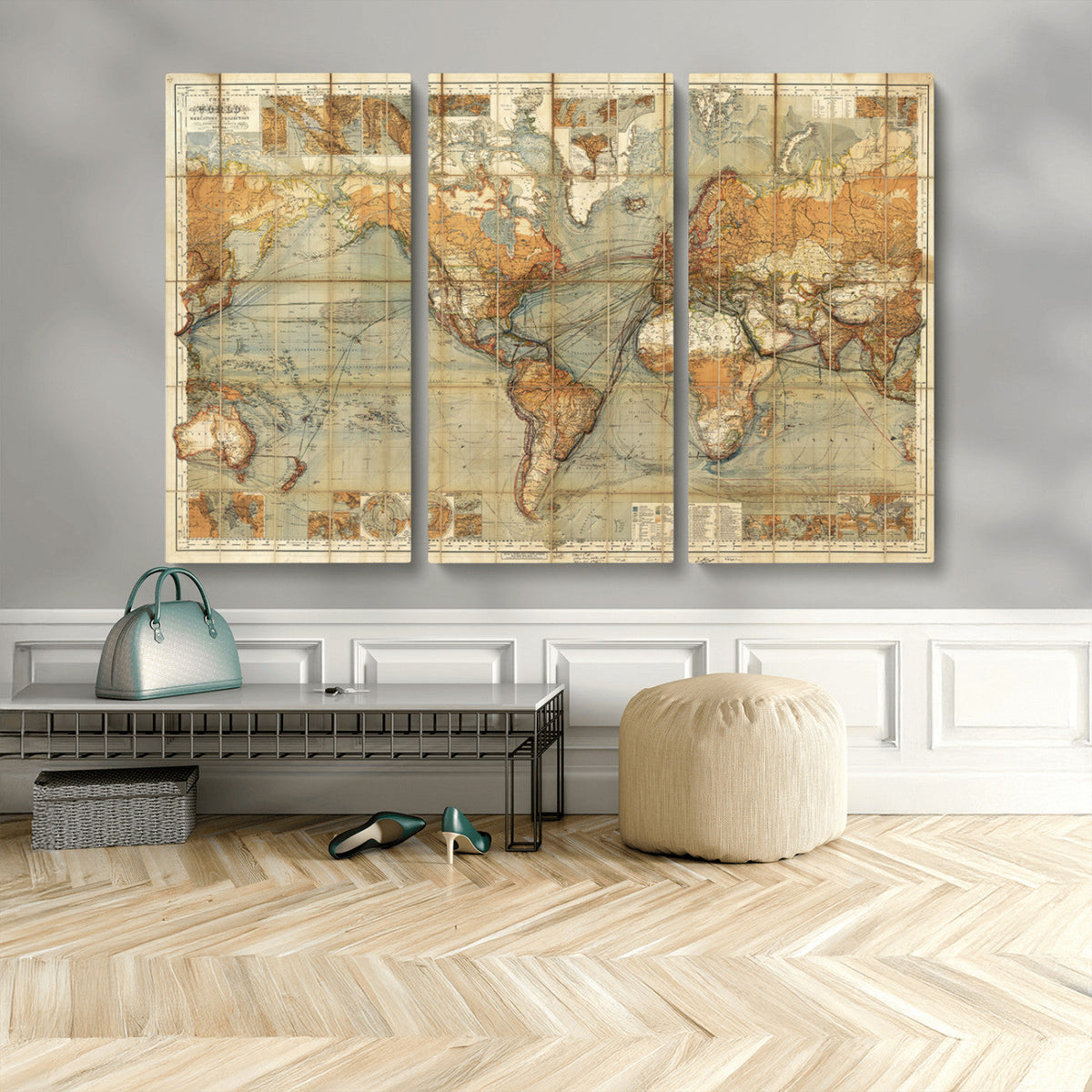 Push Pin World Map Canvas Print – Travel Tracker Wall Art