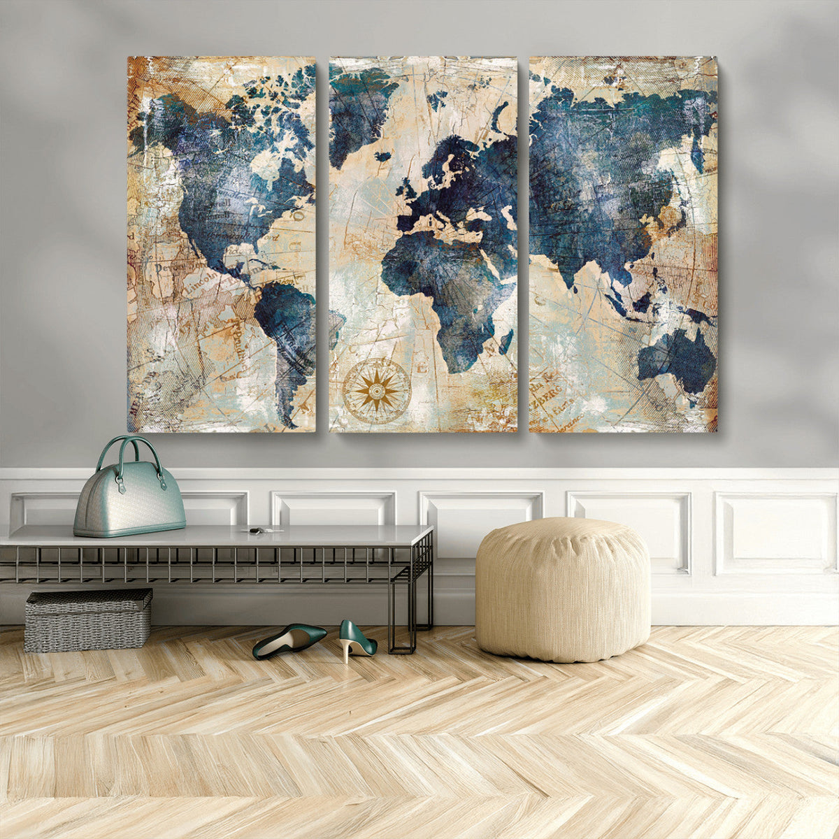 World Map Canvas Print – Framed Wall Art for Couples,