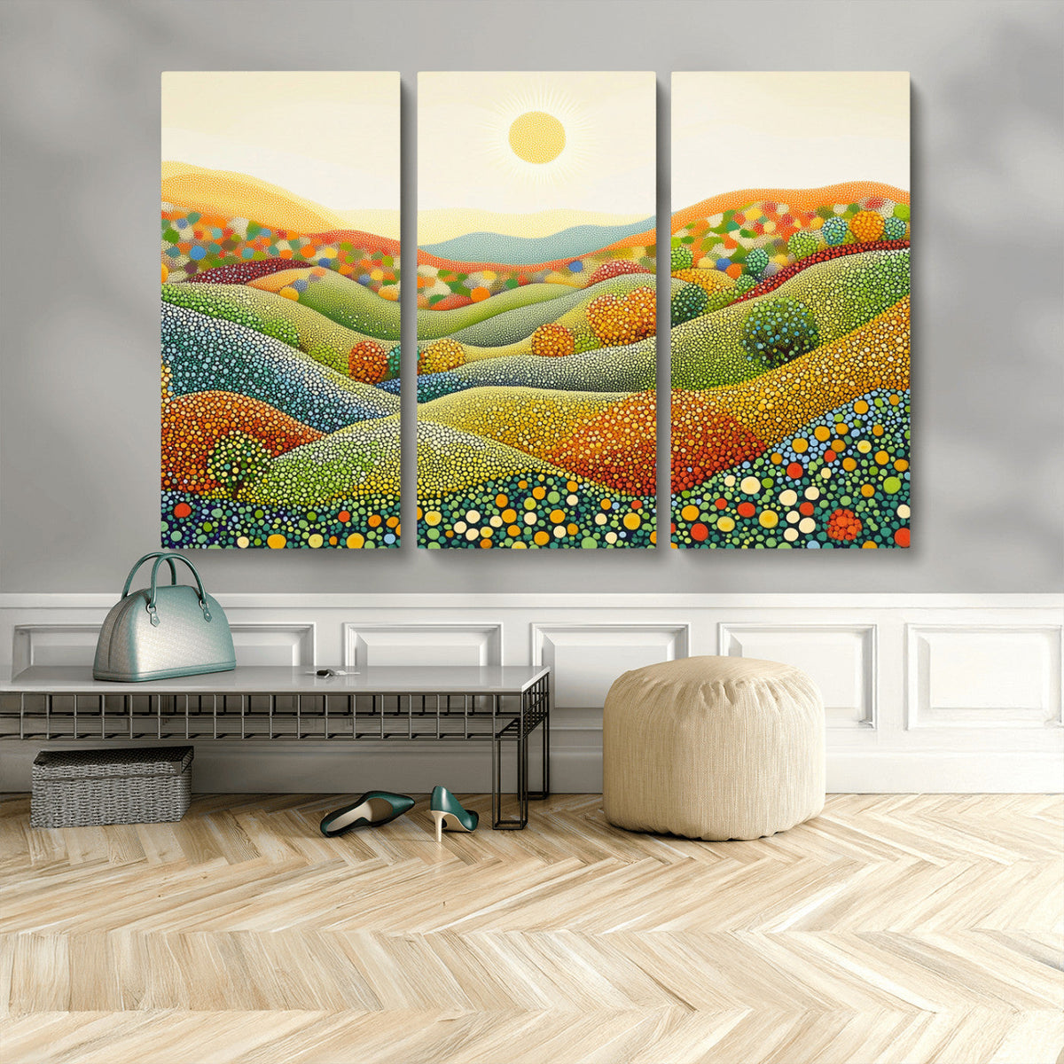 YAYOI KUSAMA Wall Art - Colorful Dot Art Landscape Canvas,