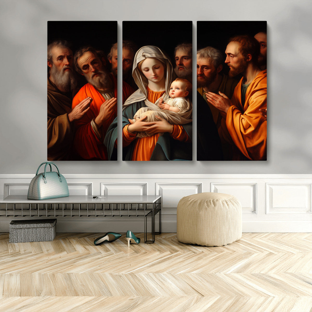 Religious Canvas Wall Art Print - Madonna and Child with