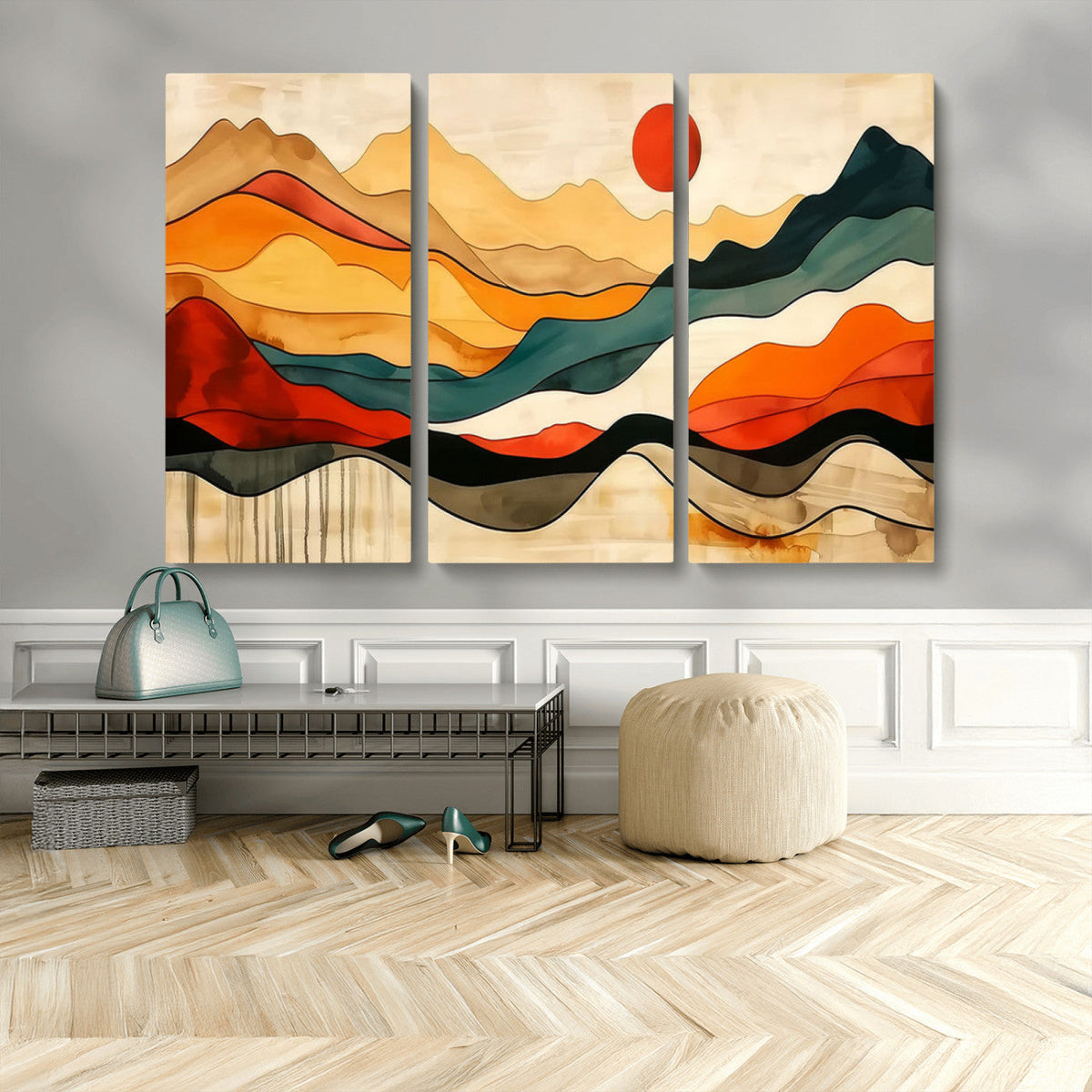 Mid Century Wall Art Print - Abstract Woodland Print -