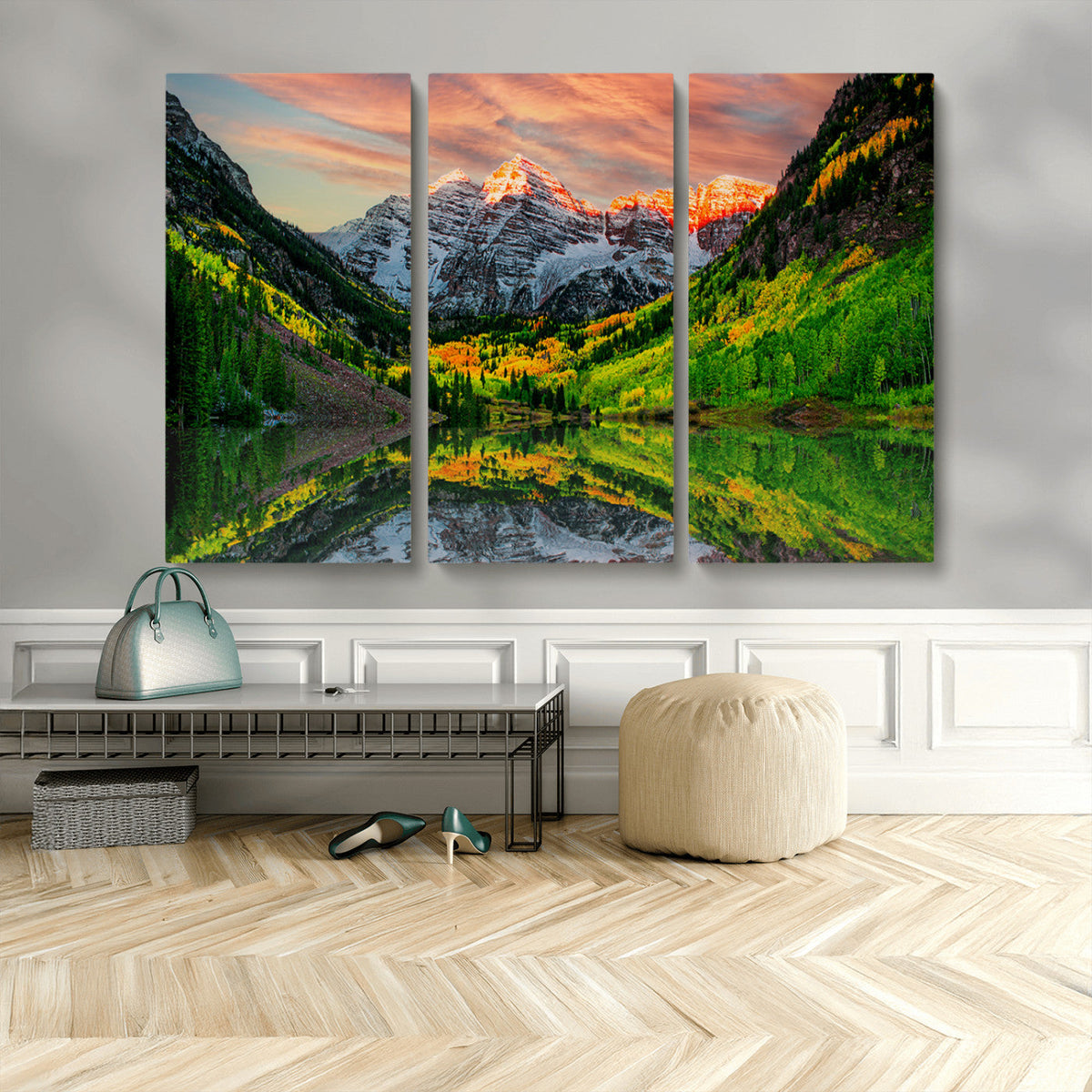 Maroon Bells Lake Wall Art Canvas Print – Framed Majestic
