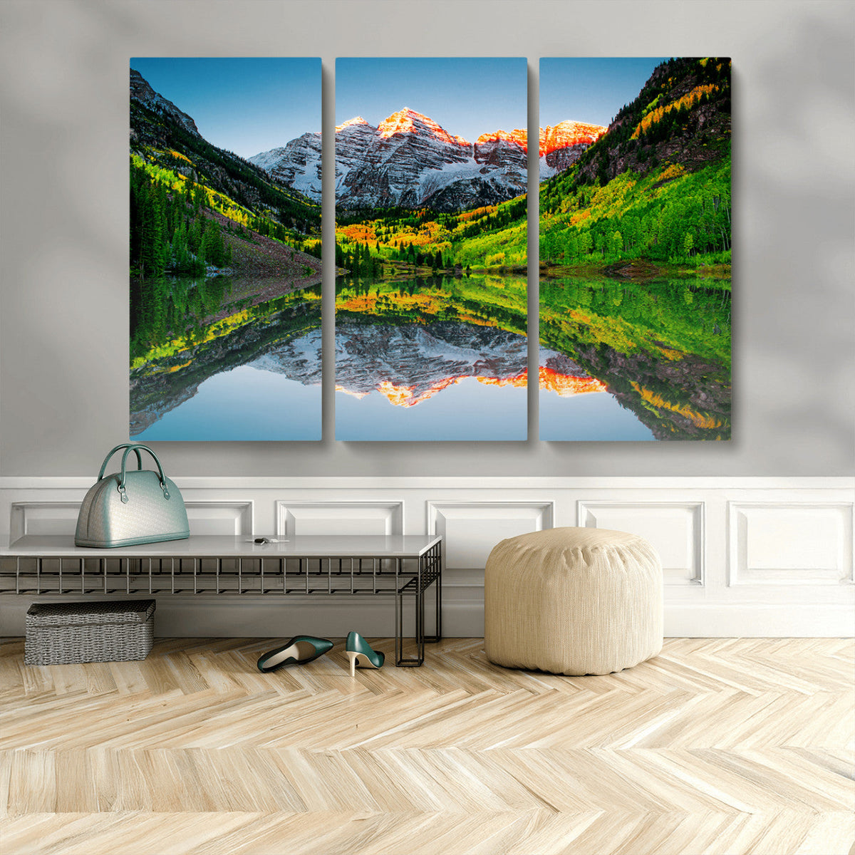 Maroon Bells Lake Wall Art Canvas Print – Framed Majestic