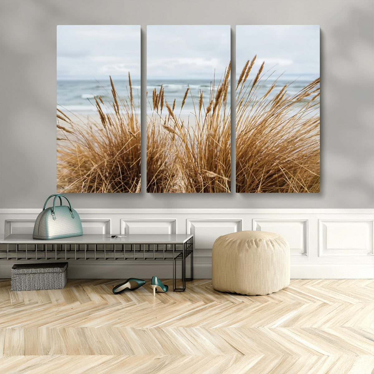 Beach Grass Wall Art Canvas Print – Framed Coastal Dunes Art