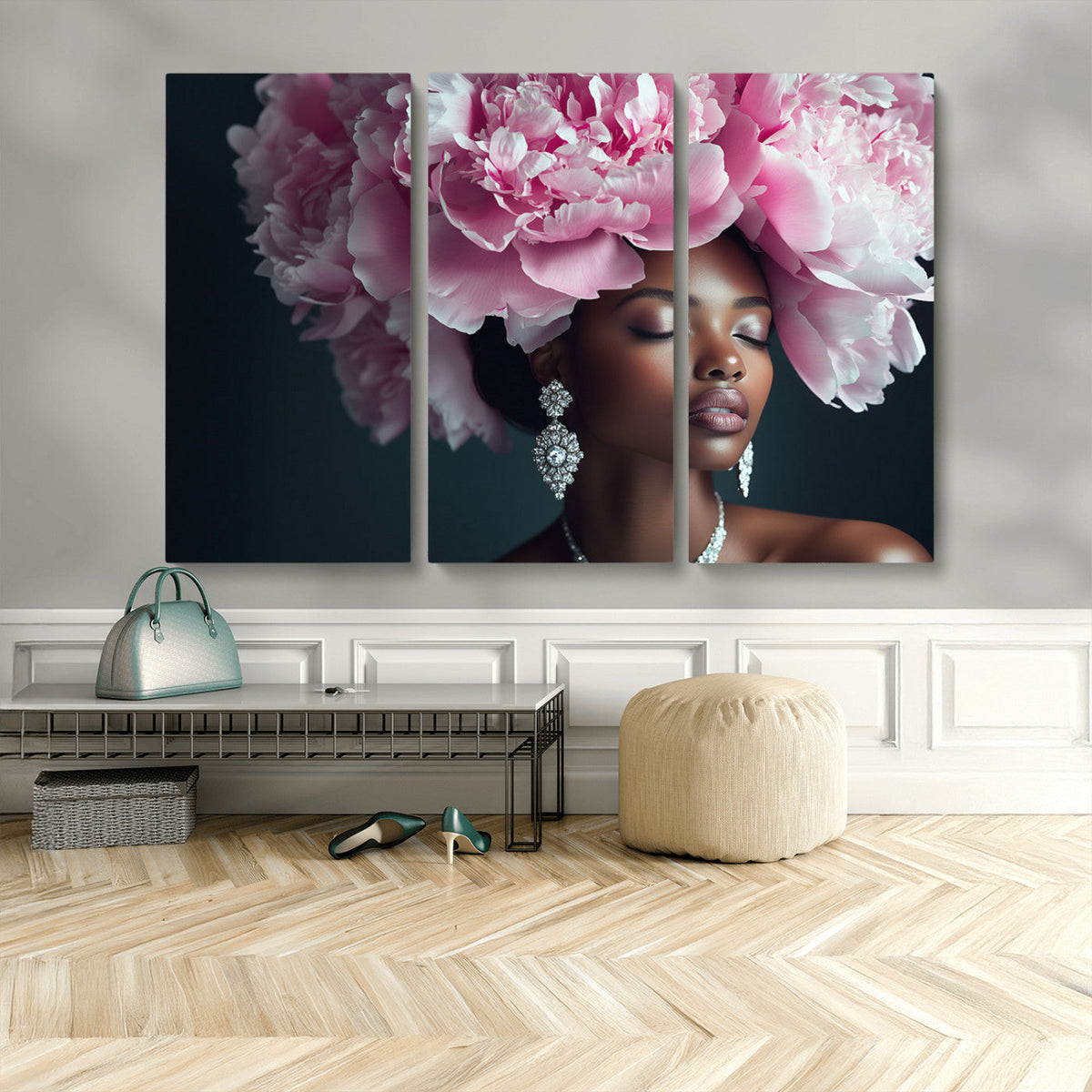 Black Beauty Petal Crown Wall Art Canvas Print – Floral