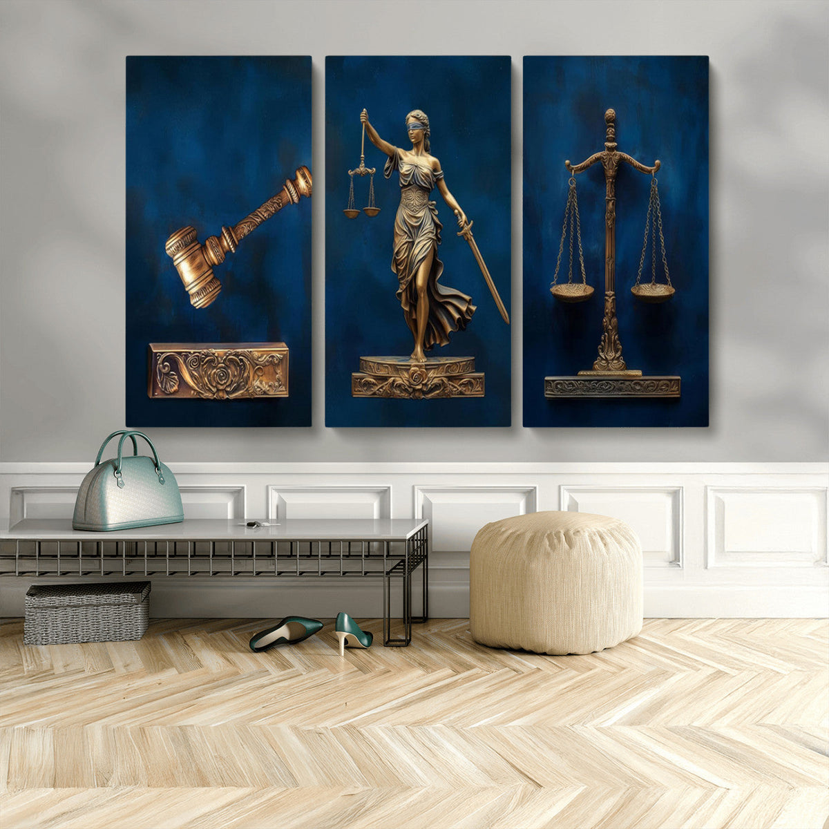 Lady Justice Wall Art Canvas Print – Elegant Gold Legal